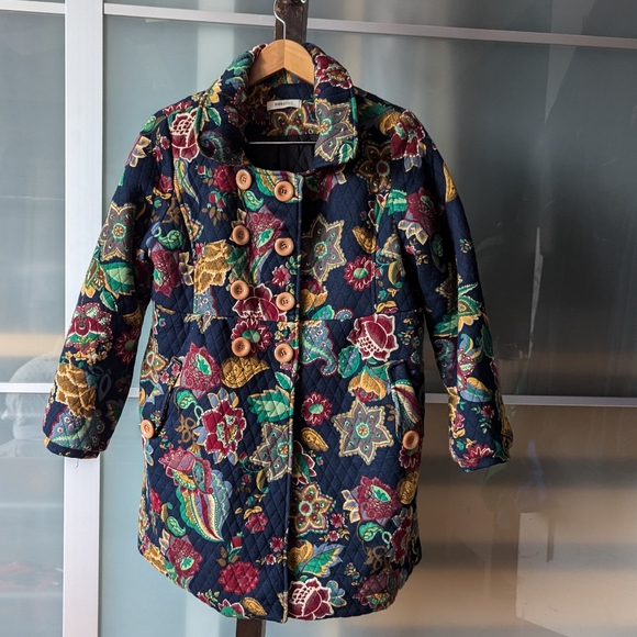 Women's Floral Quilted Puffer Jacket - Multicolor - Picture 2 of 11